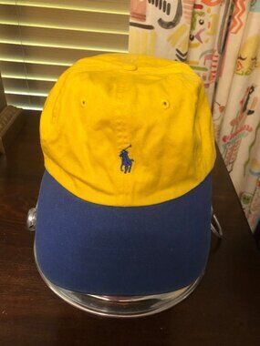 Vintage Ralph Lauren Polo Yellow & Blue ball cap made in Taiwan